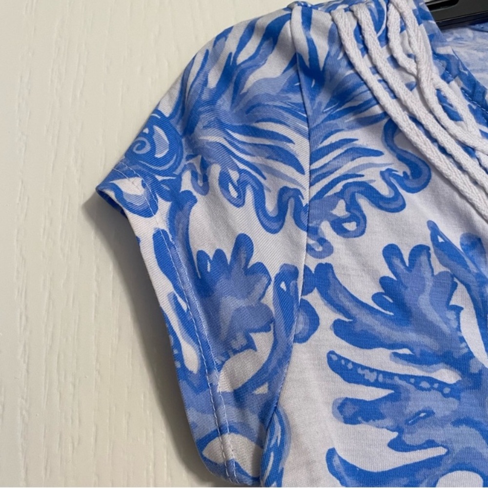 Lilly Pulitzer Brewster Sheath Cotton T-Shirt Dress Blue White Women XXS NWOT - Picture 5 of 11